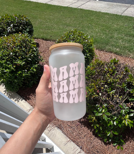 16oz Frosted MAMA glass cup