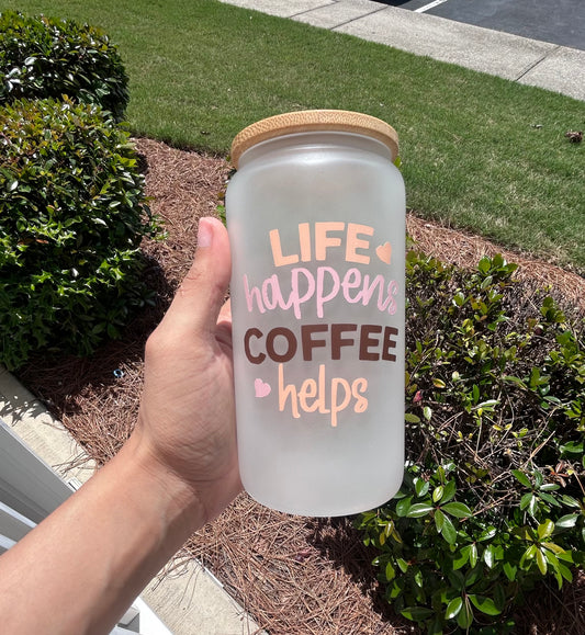 16oz Frosted Iced Coffee Glass Cup