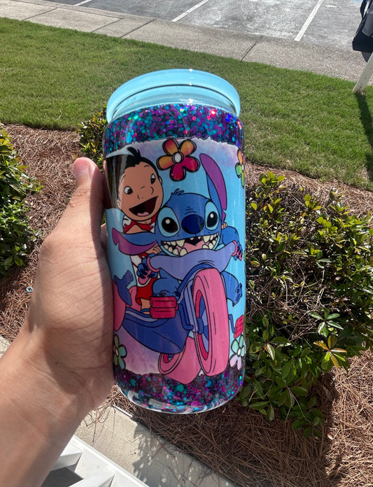 16oz Lilo & Stitch Glass Cup