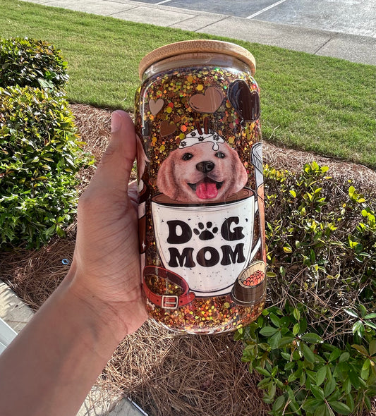 16oz Dog Mom Glass Cup